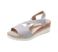 LOPILY Sandalias Piedras Mujer mujer, informales, cómodas, sencillas y ligeras, con tacón de pendiente y punta abierta, con de pez (Grey, 41)