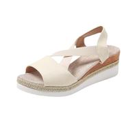 LOPILY Sandalias Piedras Mujer mujer, informales, cómodas, sencillas y ligeras, con tacón de pendiente y punta abierta, con de pez (White, 43)