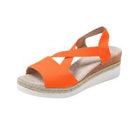 LOPILY Sandalias Piedras Mujer mujer, informales, cómodas, sencillas y ligeras, con tacón de pendiente y punta abierta, con de pez (Orange, 43)