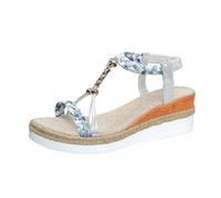 LOPILY Sandalias Planas Blancas Mujer con tacón y punta abierta para mujer, cómodas cuñas (Silver, 42)