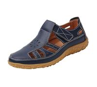 LOPILY Sandalias Playa Mujer Goma para mujer, cómodas sandalias planas de verano 2025 con soporte para el, zapatos planos informales con agujeros, sandalias anchas y modernas, zapatos de (Blue, 36)