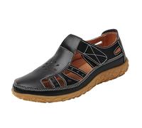 LOPILY Sandalias Playa Mujer Goma para mujer, cómodas sandalias planas de verano 2025 con soporte para el, zapatos planos informales con agujeros, sandalias anchas y modernas, zapatos de (Black, 39)