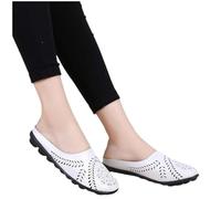 LOPILY Sandalias Romanas Altas de paseo antideslizante Sandalias de cuero casuales con patrón de agujeros (White, 36)