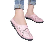LOPILY Sandalias Romanas Altas de paseo antideslizante Sandalias de cuero casuales con patrón de agujeros (Pink, 46)