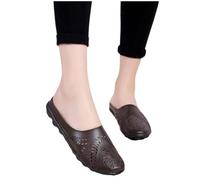 LOPILY Sandalias Romanas Altas de paseo antideslizante Sandalias de cuero casuales con patrón de agujeros (Coffee, 38)