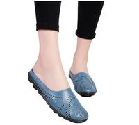 LOPILY Sandalias Romanas Altas de paseo antideslizante Sandalias de cuero casuales con patrón de agujeros (Blue, 44)