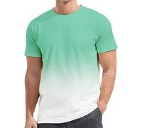 LOPILY Sobrecamisa Hombre Corta de Tendencia Suelta con Degradado de Color Sólido de Informal para Hombres (Mint Green, XXXXXL)