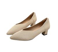 LOPILY Tacones Medios para mujer con punta cerrada, tacones gruesos para mujer, punta cuadrada, tacones bajos, zapatos de tacón de trabajo, zapatos de tacón informales para uso diario para (Khaki, 37)