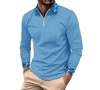 LOPILY Top Cilindro Cuadros de Manga Larga de de otoño para Hombre (Blue, XXL)