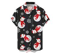 LOPILY Top Hombre Fitness Corta con Solapa y botón de impresión Digital 3D de Papá Noel para Hombre (Red, L)
