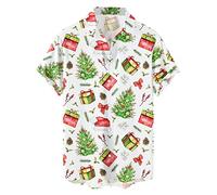 LOPILY Top Hombre Fitness Corta con Solapa y botón de impresión Digital 3D de Papá Noel para Hombre (B, S)