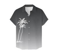 LOPILY Tops Encaje Lapel Shirts Down Tropical Holiday Beach Shirts (Grey, M)