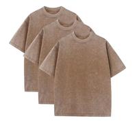LOPILY Tops Encaje Oversized Heavy Cotton Summer T Shirts tee Loose Fit Short Sleeve Casual Tshirts For Men Women (Khaki, M)