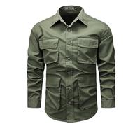 LOPILY Tops Encaje para Hombre, de Trabajo Informal Retro de Talla Grande, Chaqueta de Manga Larga para Primavera y otoño, Novedad de 2024 (Green, XXXL)