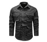 LOPILY Tops Encaje para Hombre, de Trabajo Informal Retro de Talla Grande, Chaqueta de Manga Larga para Primavera y otoño, Novedad de 2024 (Black, XXL)