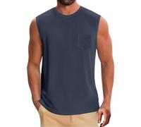LOPILY Tops Negros Hombre Transpirable para Hombre, Ideal para Entrenamiento Muscular en el Gimnasio, Informal, de Verano (Navy, XL)