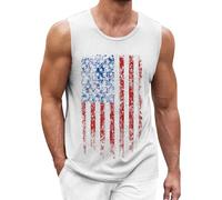 LOPILY Trabajo Impermeable para hombre con estampado digital del Día de la Independencia de verano, casual, para vacaciones, calle, (White, XXXL)