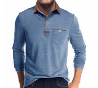 LOPILY Traje Futbol manga larga con solapa para hombre, informal, de color liso, para primavera y otoño (Light Blue, S)