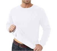 LOPILY Traje Lluvia and Thickened Thermal Underwear Men's Large Size Can Be Worn Outside The Top of The Large Size Foreign Trade Solid Color T Shirt Bottoming Shirt (White, L)