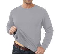 LOPILY Traje Lluvia and Thickened Thermal Underwear Men's Large Size Can Be Worn Outside The Top of The Large Size Foreign Trade Solid Color T Shirt Bottoming Shirt (Grey, XXXXXL)