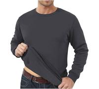 LOPILY Traje Lluvia and Thickened Thermal Underwear Men's Large Size Can Be Worn Outside The Top of The Large Size Foreign Trade Solid Color T Shirt Bottoming Shirt (Dark Gray, XL)