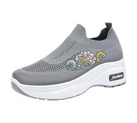 LOPILY Zapatilla Negra Mujer Shoes Summer Fashion Hollow Breathable Flat Heel Soft Sole Casual Shoes (Grey, 41)