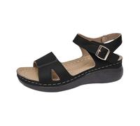 LOPILY Zapatillas Antideslizantes Niño con tacón inclinado, informales, cómodas, con hebilla y punta abierta (Black, 41)