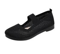 LOPILY Zapatillas Blancas Cuña Tejida para Mujer, Calzado Informal, Transpirable, Antideslizante, con y Profunda, para Primavera, Verano y otoño (Black, 38)