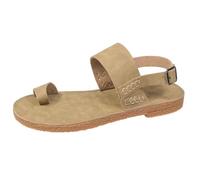 LOPILY Zapatillas Blancas De Mujer punta dividida para hombre, a mano, de calidad, con hebilla ajustable, con tiras, para verano. (Yellow, 40)