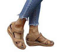 LOPILY Zapatillas Blancas Mujer para Mujer Zapatos Cómodos con Punta Abierta Y Tacones Viajar A La Playa Respiración Antiderapante Mu (Brown, 44)