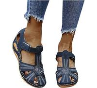 LOPILY Zapatillas Blancas Mujer para Mujer Zapatos Cómodos con Punta Abierta Y Tacones Viajar A La Playa Respiración Antiderapante Mu (Blue, 37)