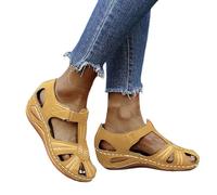 LOPILY Zapatillas Blancas Mujer para Mujer Zapatos Cómodos con Punta Abierta Y Tacones Viajar A La Playa Respiración Antiderapante Mu (Yellow, 43)