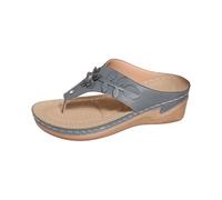 LOPILY Zapatillas Caminar Mujer verano para mujer con hebilla cuadrada, puntera expuesta, tacón inclinado y gruesa (Silver, 38)