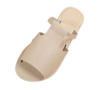 LOPILY Zapatillas De Estar Mujer Size Flat Bottom Hollow Solid Color Fish Mouth Beach Slippers (Beige, 39)