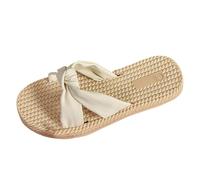 LOPILY Zapatillas de mujer con plana, diseño, color liso, estilo retro, informales, de verano (White, 36)