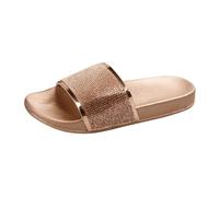 LOPILY Zapatillas de mujer de colores con de imitación mujer, gruesa, cómodos y versátiles zapatos de playa (Rose Gold, 38)