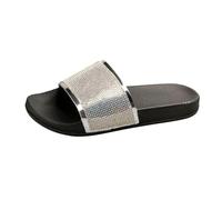 LOPILY Zapatillas de mujer de colores con de imitación mujer, gruesa, cómodos y versátiles zapatos de playa (Black, 41)