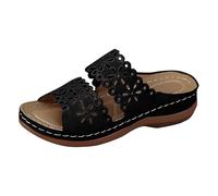 LOPILY Zapatillas De Mujer De Invierno Hollow Casual Slippers Slope Bottom Shoes Sandals (Black, 41)