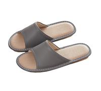 LOPILY Zapatillas De Papa de verano para dormitorio, de lino y algodón, transpirables, silenciosas y absorbentes del sudor, para hombre y mujer. (Grey, 41)