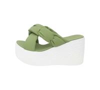 LOPILY Zapatillas de playa de gruesa para mujer, zapatillas casuales huecas, zapatos de gruesa, sandalias (Green, 39)
