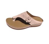 LOPILY Zapatillas de verano para mujer, con perforaciones y estampado floral, cómodas y acolchadas, informales. (Rose Gold, 42)