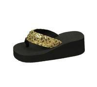 LOPILY Zapatillas De Vestir Mujer de aguja para mujer, zapatillas casuales huecas, zapatos con de aguja, sandalias (Gold, 36)