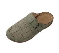 LOPILY Zapatillas Deportivas De Mujer Vestir con Gruesa, de Talla Grande, con Cabeza Redonda y Parte Trasera vacía (Green, 40)