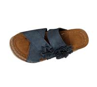 LOPILY Zapatillas Divertidas mujer con tacón de cuña y punta abierta para exteriores, de una sola línea y color liso (Blue, 41)