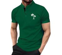 LOPILY Zapatillas Divertidas para Hombre, Modernas Camisetas de Verano de Manga Corta, Camisas de Vestir Informales, Ligeras y Antiarrugas. (Green, S)