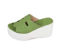 LOPILY Zapatillas Fitness Mujer tacón de aguja para mujer, zapatillas casuales huecas, zapatos con de aguja, sandalias (Green, 37)