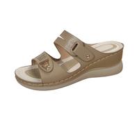 LOPILY Zapatillas Invierno Mujer Divertidas de cuña y exteriores, ortopédicas, de playa, de gruesa, cómodas, informales, de una sola palabra (Khaki, 43)