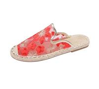 LOPILY Zapatillas Mujer Azul para mujer, de primavera, verano y otoño, para exteriores, de malla plana, transpirables, de talla grande, informales, con media pantuflas. (Red, 38)