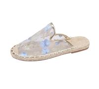 LOPILY Zapatillas Mujer Azul para mujer, de primavera, verano y otoño, para exteriores, de malla plana, transpirables, de talla grande, informales, con media pantuflas. (Blue, 38)