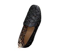 LOPILY Zapatillas Mujer Blancas Casual sólido Huecos con Parte Inferior Plana Profunda y Punta Cuadrada para Mujer (Black, 35)
